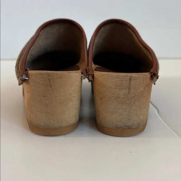 Vintage Lofsko genuine Swedish clogs wooden clog cognac colored leather size 35 - Picture 3 of 16